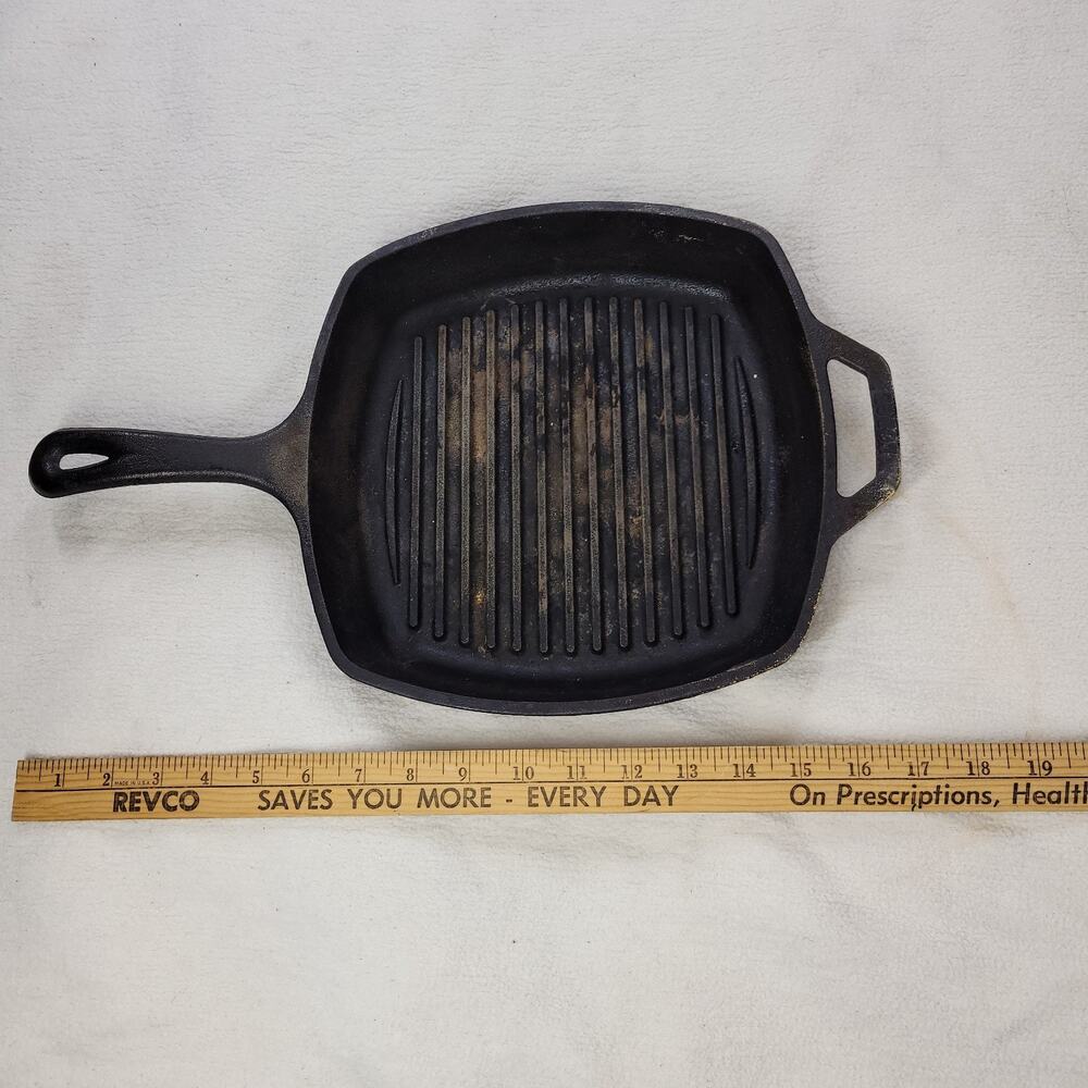 Lodge Pan Cast Iron Square Grill Pans 10 1/2” & Handle USA 289X Kitchen L8SGP - Picture 2 of 15